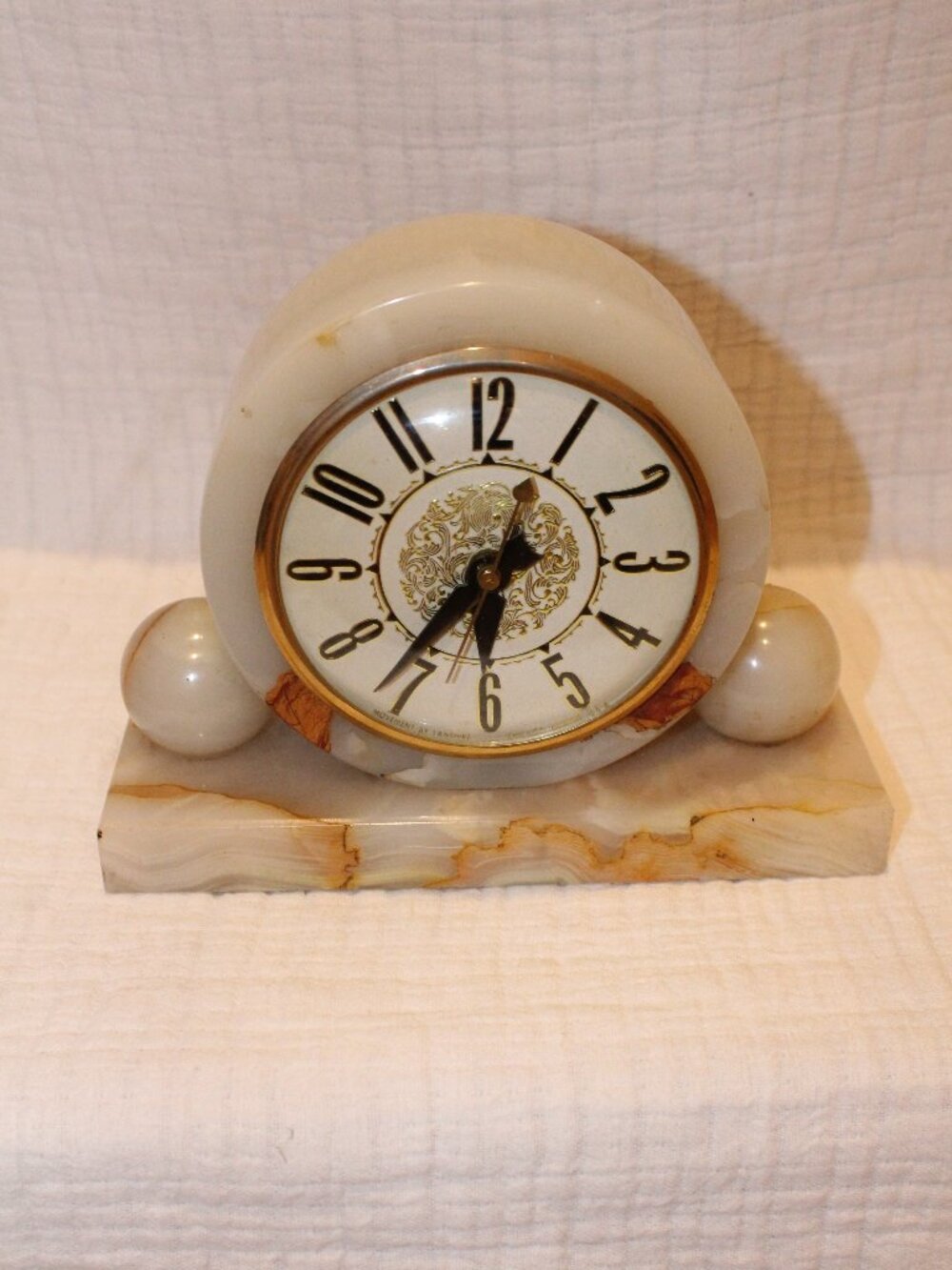 Genuine Antique Lanshire Art Deco Onyx Mantel Clock
